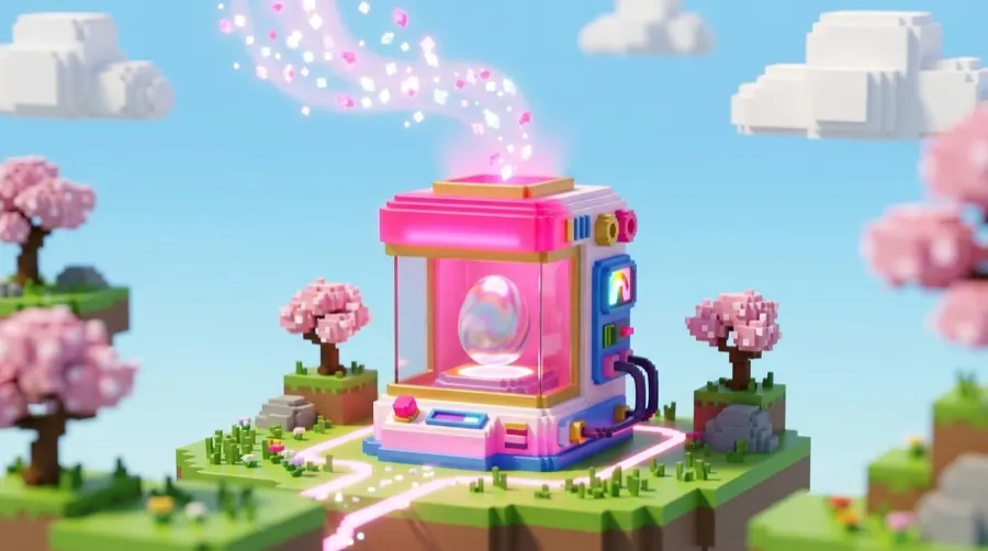 The Sakura Incubator glowing pink as Sakura Crystals feed into it around a mutated egg